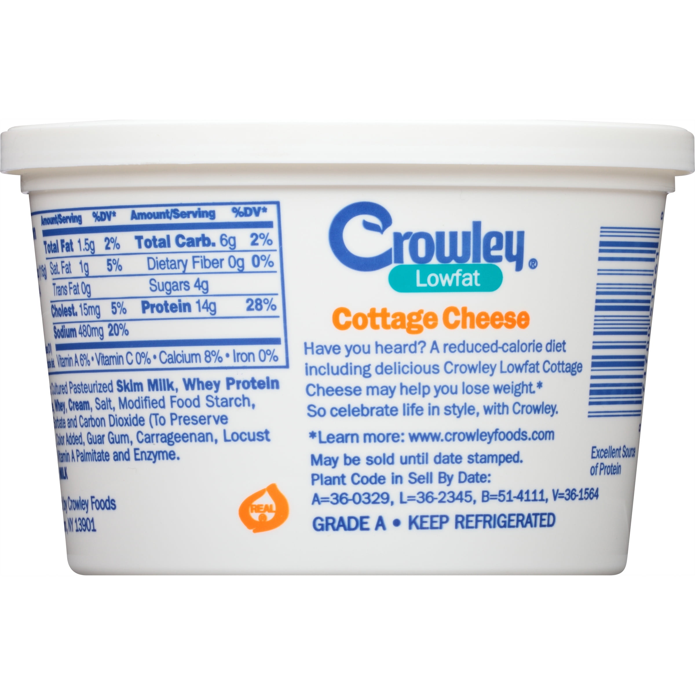 Crowley Low Fat Cottage Cheese 16 Oz Walmart Com