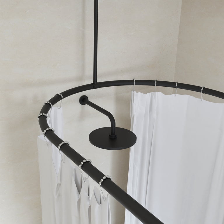 Naiture Half-Oval Stainless Steel Shower Curtain Rod With Swivel Ceiling Support - 36"x36" Chrome Finish
