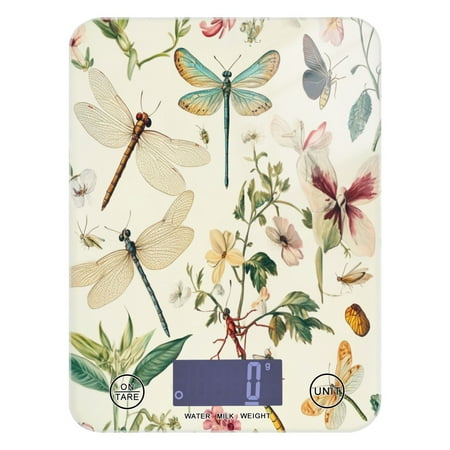 

WOBOGO Dragonfly Print Painting Kitchen Scale Digital Gram and Ounce Weighing for Cooking Baking Ketogenic Diet Meal Prep
