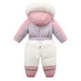 thumbnail image 2 of lnmuld Girls Insulated Snowsuit with Hood for Skiing and Winter Outdoor Play Warm Thickened Protective All Weather Jumpsuit Size:3-4 Years, 2 of 3