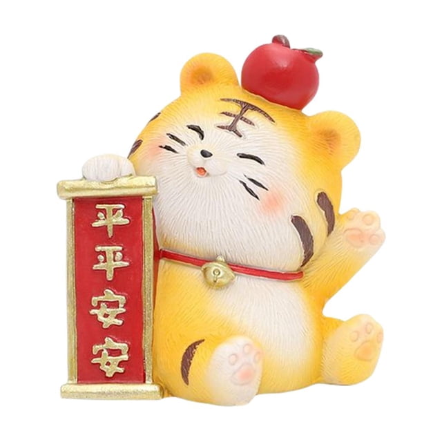 Figura de tigre, artesanía de animales, accesorio navideño, cultura de la suerte, coche, figura pequeña Los 5.0x4.5x6.5cm