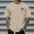 thumbnail image 2 of RYDCOT Men's T-Shirt Palm Trees Graphic Tees Cotton Round Neck Short-Sleeve Casual Tops Vacation Landscape Printed T-Shirt Khaki, 2 of 4