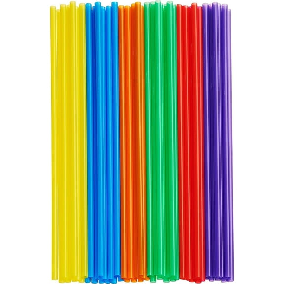 Gusto 10.02 Inch Disposable Straws Drinking Plastic Straw Bulk Pack, Assorted 200-Pack
