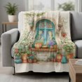 thumbnail image 2 of Country Flowers Blanket Soft Cozy Warm Throw Blanket for Couch, Plush Fuzzy Flannel Fleece Blankets for Sofa, Farmhouse Floral Windows Pots Plants Bed Blankets Lightweight Gifts for Women, 30"x40", 2 of 9