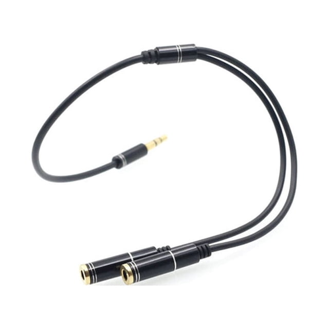 Cable divisor de audio de 3,5 mm macho de 3,5 mm a 2 puertos hembra de 3,5 mm con micrófono Adaptador de cable auxiliar de extensión de 3,5 mm