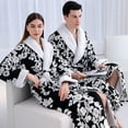 thumbnail image 4 of SNOWSONG Women's Sherpa Fleece Chenille Robes Long Warm Plush Luxury Bathrobe Fuzzy Thicken Housecoat Jacquard Pattern 1PC Robe Black XL, 4 of 6