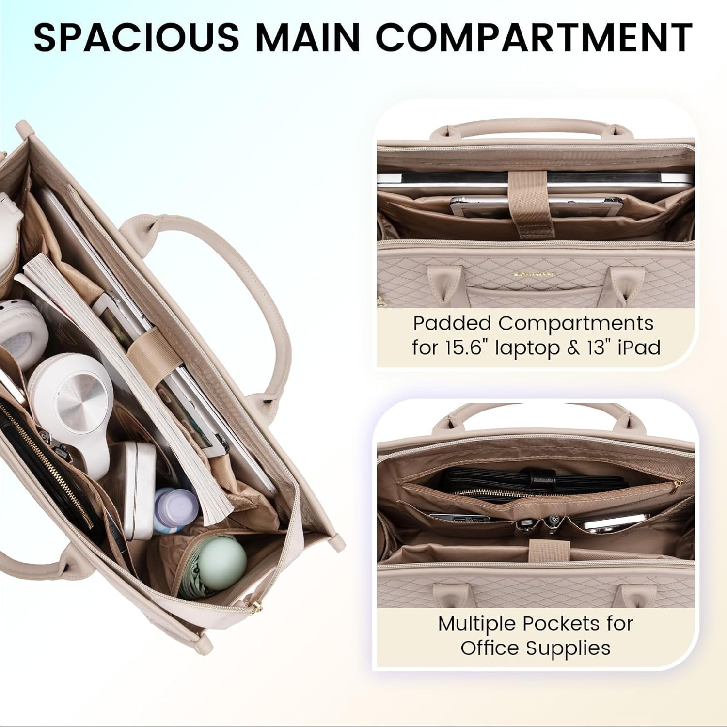 Lovevook Tote Work Bag for Women, Canvas Tote Laptop Bag 15.6" Fashion Large Handbag with Clutch Purse Daily for Office College Teacher Travel