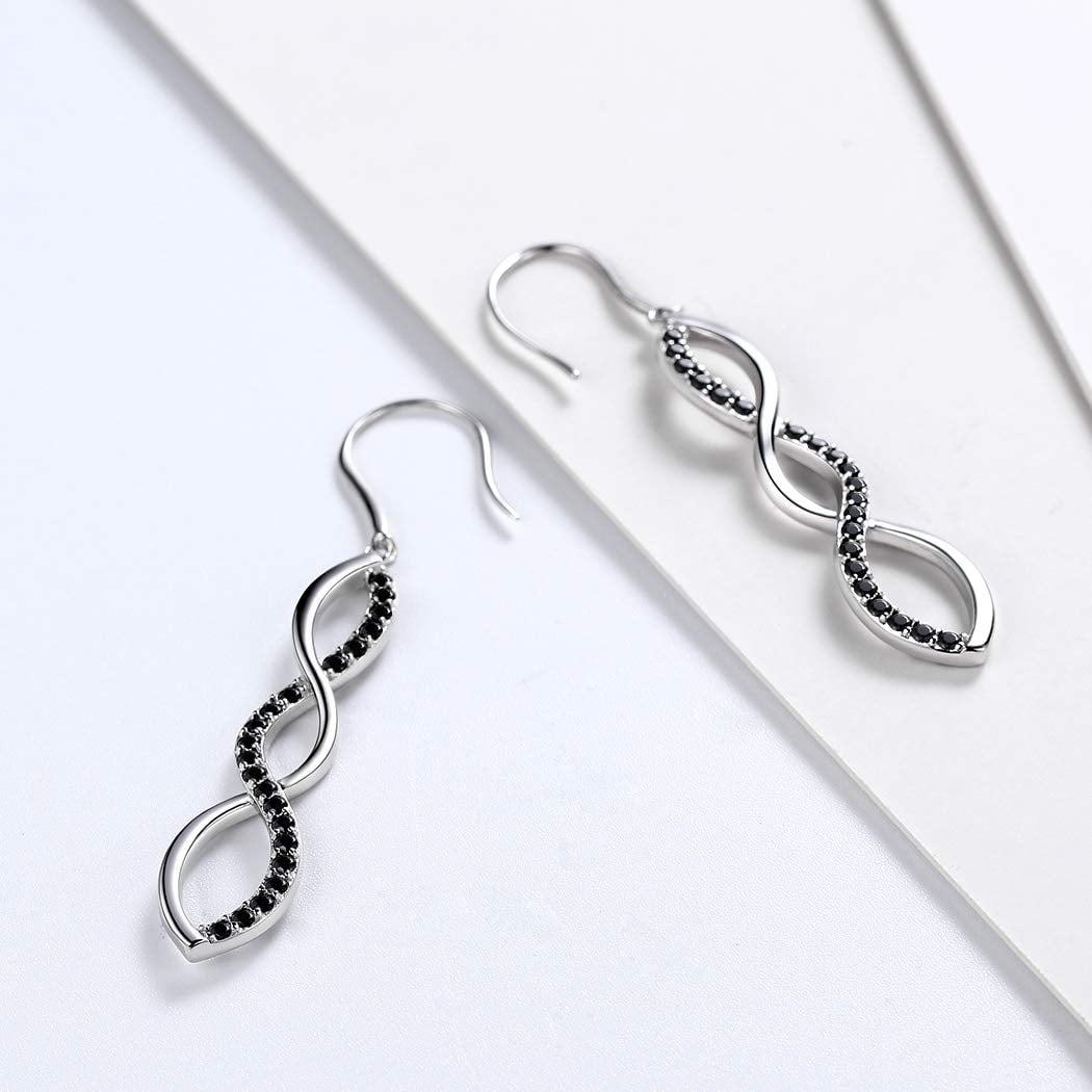 Long Drop Earrings Women Hanging Dangle Earring 925 Sterling Silver Hook Infinity Jewelry Mother Wife Christmas Valentine's Day Gift for Her