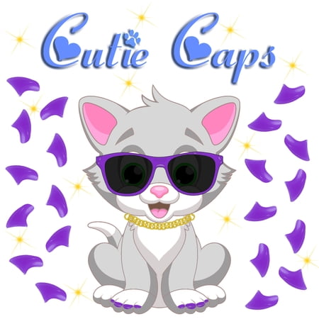 Cutie Caps 40 pack Small Violet Soft Nail Guard for Cat Paws / Claws
