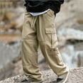 thumbnail image 6 of APEXFWDT Baggy Cargo Joggers for Men Wide Leg Cargo Pants Drawstring Elastic Waist Flap Pockets Hip Hop Loose Pants Streetwear, 6 of 9