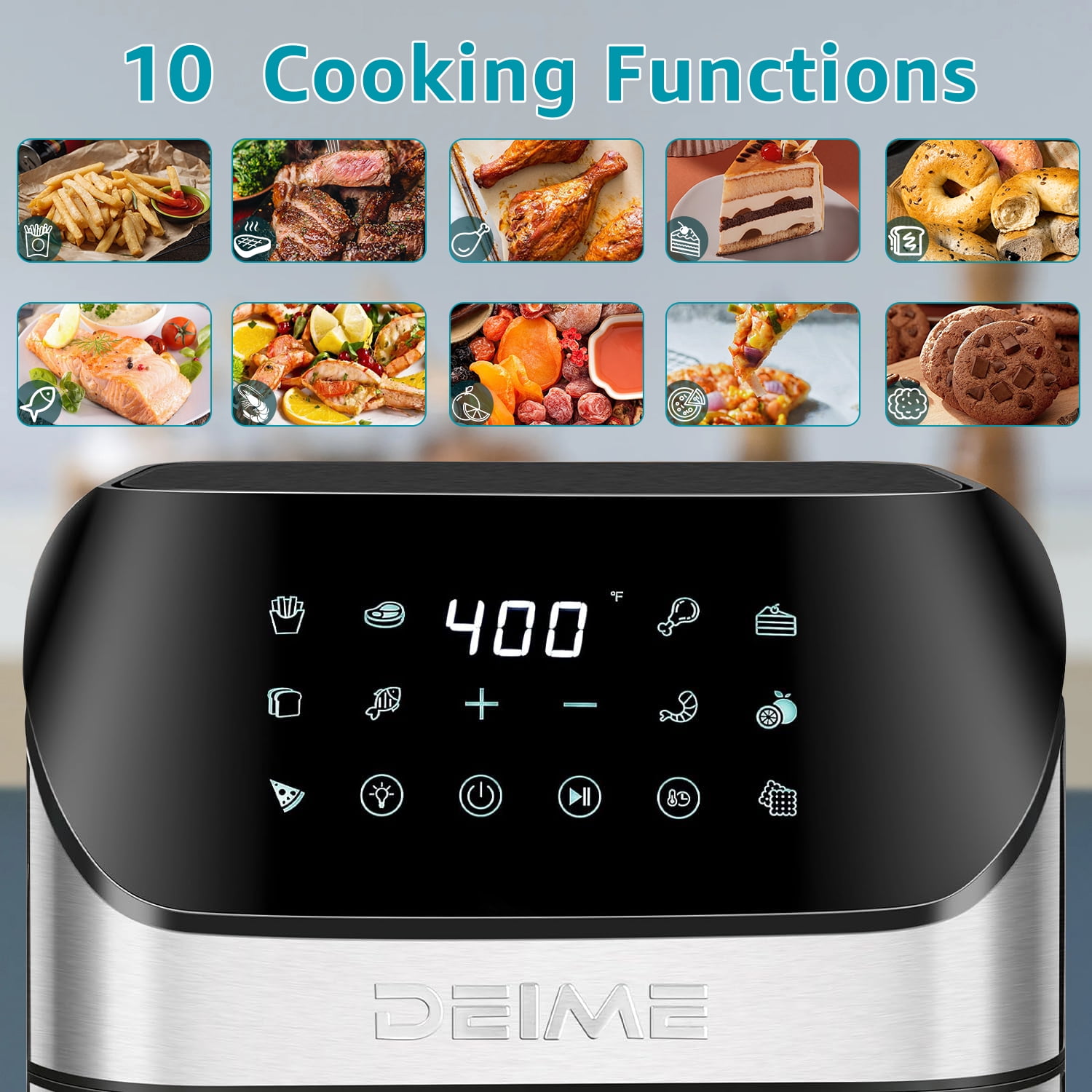 DEIME Air Fryer 6.2 QT Oilless 1500W Large Capacity Oven 12 Functions Air Fryers Healthy Cooker with(图5)
