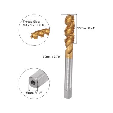 CoCud Spiral Flute Taps, M12 X 1.75 0.03 Thread Size, Cobalt
