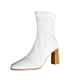 thumbnail image 1 of NECHOLOGY Botas Mujer Zapatos Botines mujer Botas de tacón grueso de cabeza cuadrada de otoño e invierno con cremallera en la parte trasera botas grandes de tacón cómodas y mujer (White, 7.50), 1 of 7