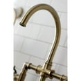 thumbnail image 4 of Kingston Brass KS2333RX Belknap Two-Handle 4-Hole Deck Mount Industrial Style Bridge Kitchen Faucet with Brass Side Sprayer in Antique Brass, 4 of 7