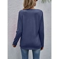 thumbnail image 5 of Gustave Women's V Neck Long Sleeve T-Shirts Fashion Cross Wrap Tops Solid Casual Loose Tunic Blouse Tee for Fall Winter "Blue, M", 5 of 8
