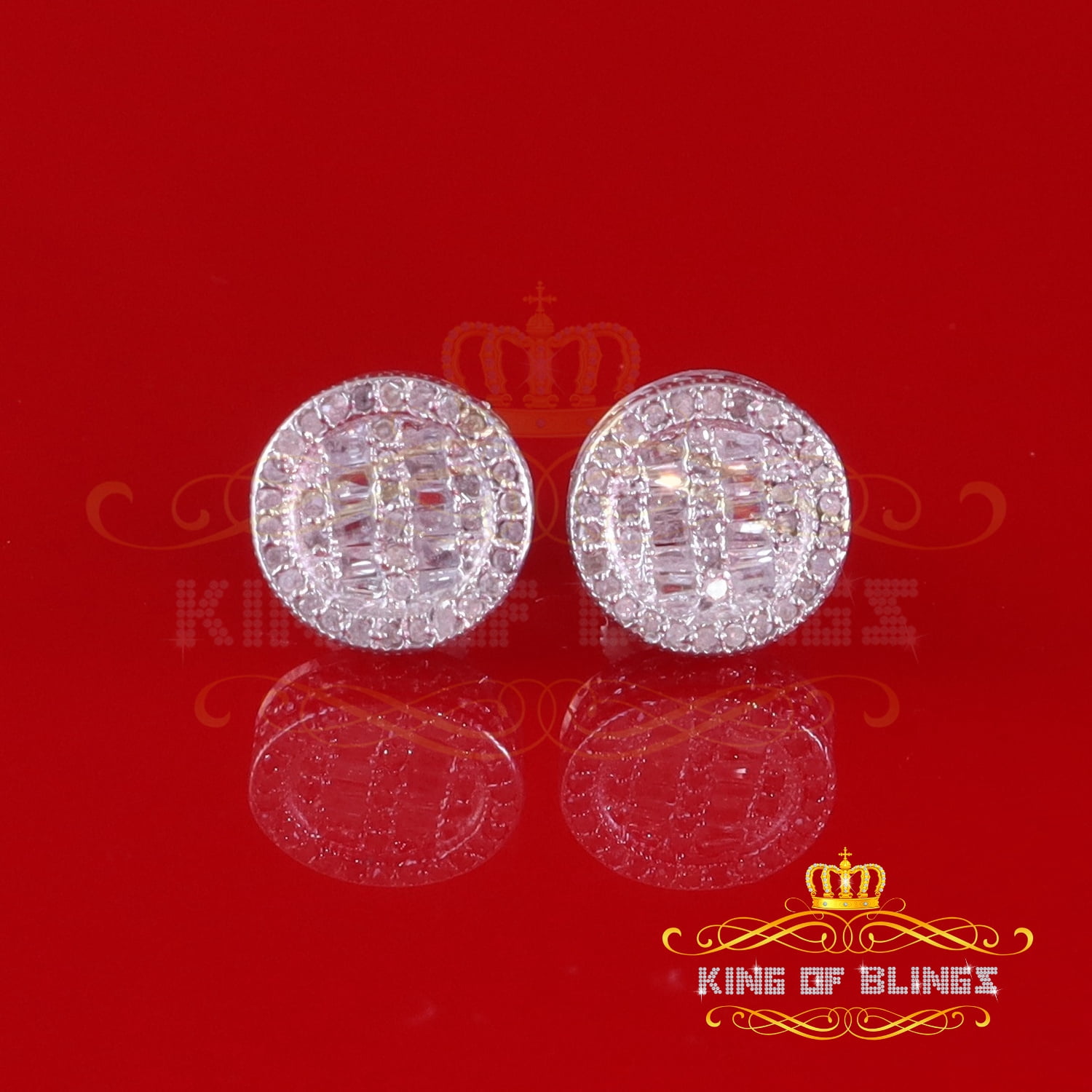 King of Bling's 0.33ct Diamond 925 Sterling White Silver For Men's & Womens Stud Round Earrings