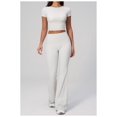 thumbnail image 3 of PISONIC 2 Piece Workout Sets for Women Short Sleeve Crop Top High Waist Flare Leggings Set Gym Yoga Outfits, 3 of 7