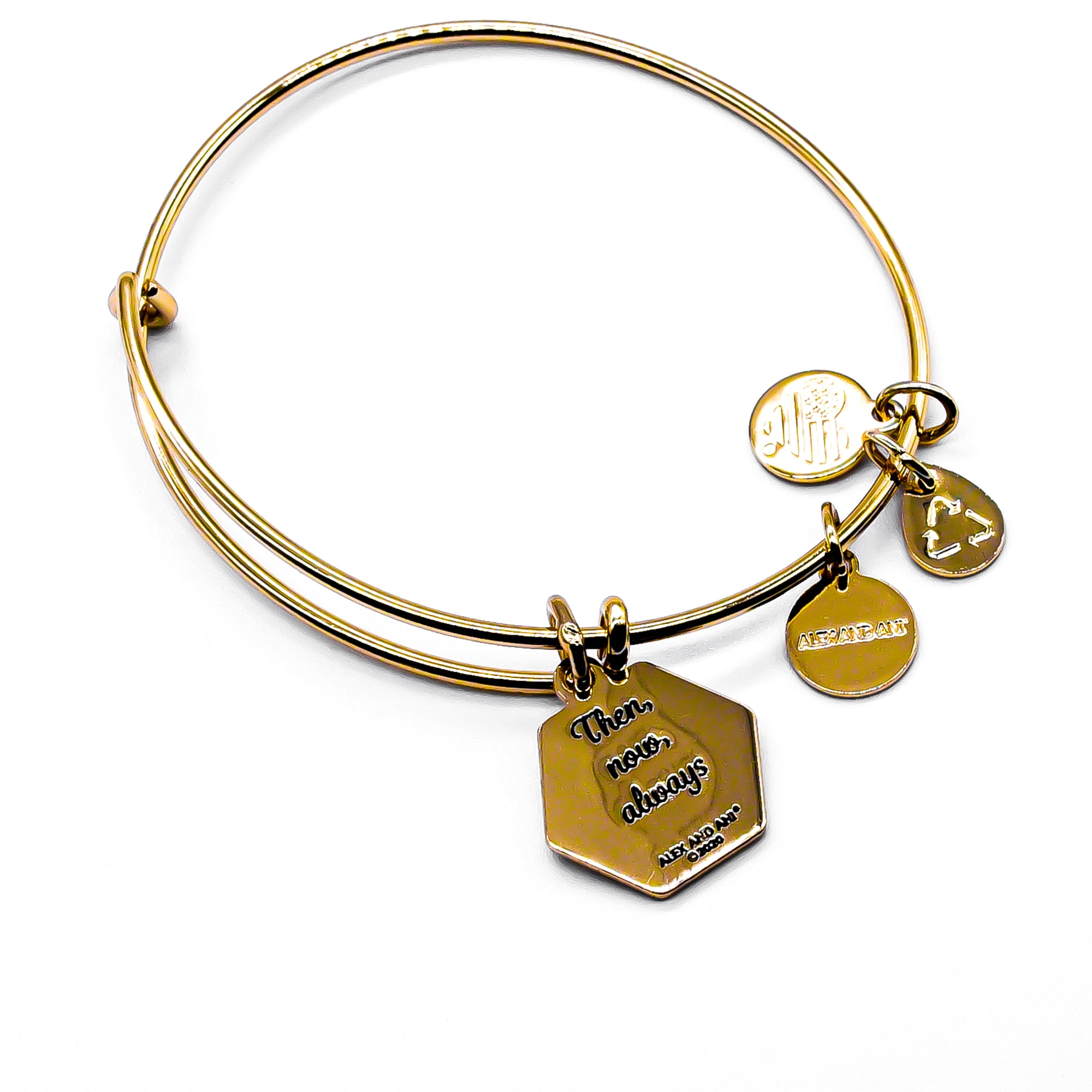 Wind and Fire Love Letter D Gold Finish Charm Bangle