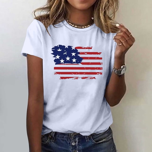 SMihono Hauts pour Femmes Été Décontracté Chic Femmes Décontracté Été Imprimé Manches Courtes Col Rond T-Shirt Ample Blouse Hauts T-Shirt Oversize pour Femmes 2023