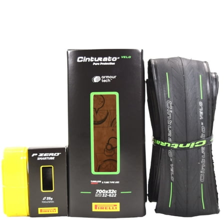 Pirelli Cinturato Velo TLR Bicycle Tire 32-622 (700x32c)   SmarTUBE 23/32-622 Presta 60mm - 1 Pack