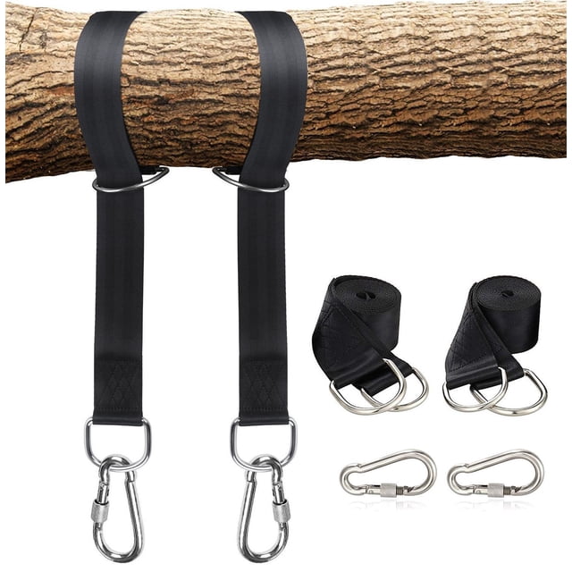 Kit de 2 Hamacs Ultra-Résistants avec Sangles Robustes, 150 cm, 2 Sangles de 1,5 m + 2 Mousquetons Verrouillables M8 + Sac de Rangement, force de Rupture 1000 kg, polyester, Extensible, Adapté aux Hamacs