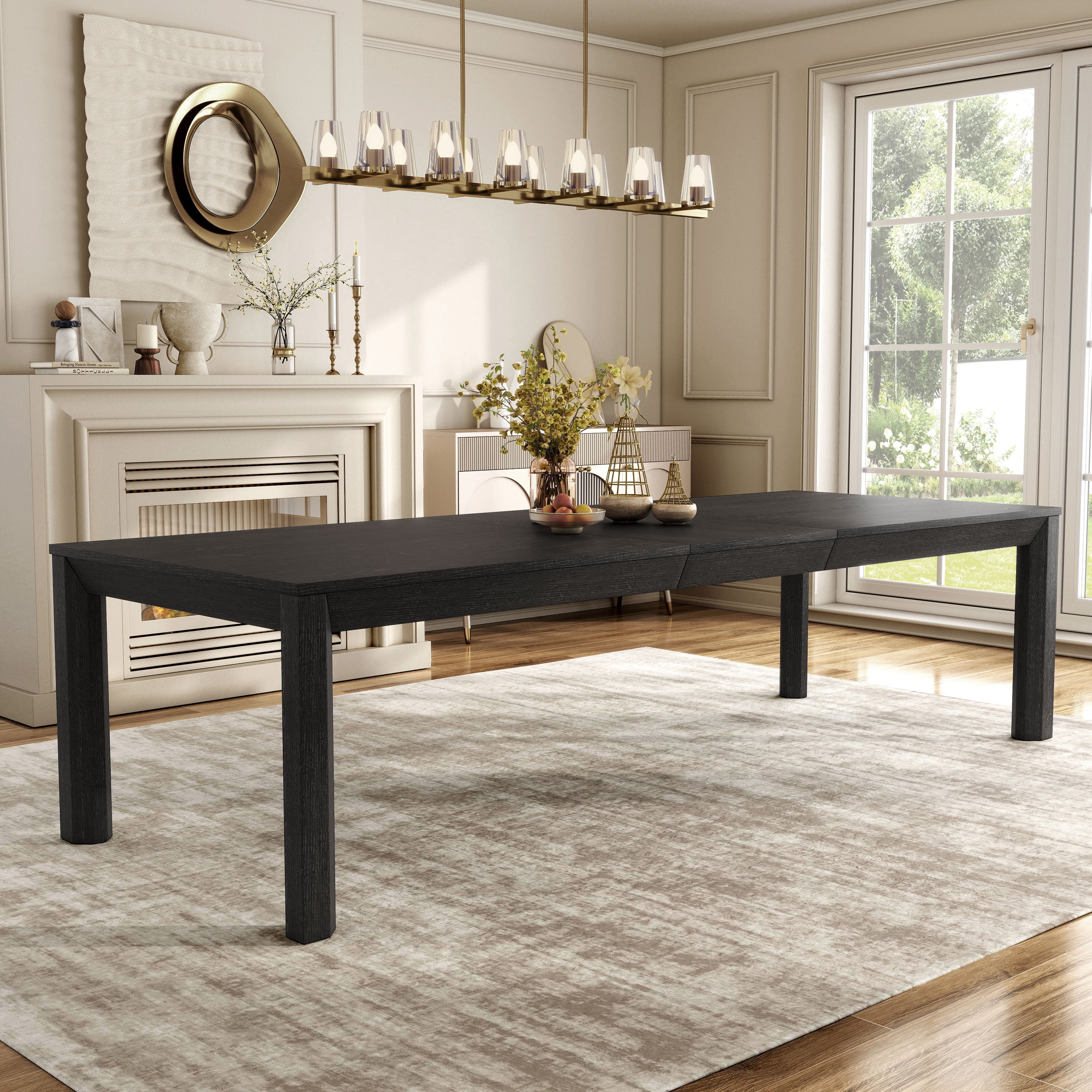 Furniture of America Direx 118" Solid Wood Rectangle Indoor Dining Table, Weathered Black