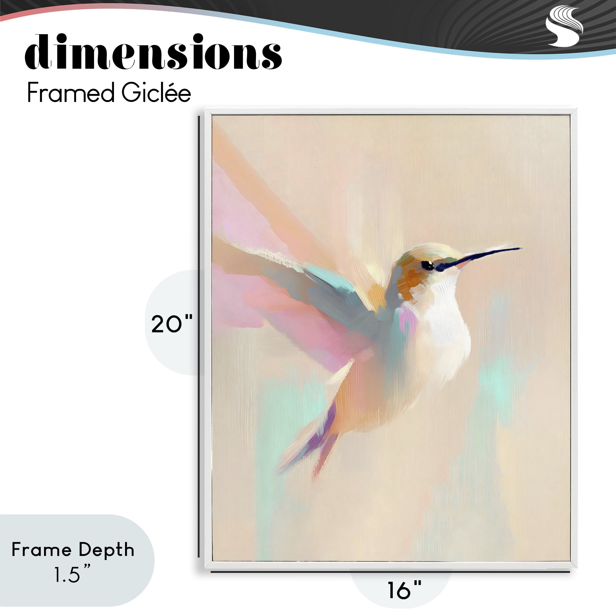 Stupell Industries Pastel Hummingbird in Flight White Framed Giclee Art, design by The Prints Vibe