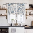 thumbnail image 2 of Blue Paisley Kitchen Curtains Small Short 39 Inch Length, Vintage Boho Flower Botanical Leaf Branch Grommet Bedroom Living Room Curtains, Light Filtering Cafe Curtain Drapes 2 Panels Set 55''x39'', 2 of 9