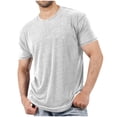 thumbnail image 2 of HAOTAGS Mens T-Shirt Short Sleeve Crew Neck Soft Tees Classic Plain Shirts Gray Size M, 2 of 6