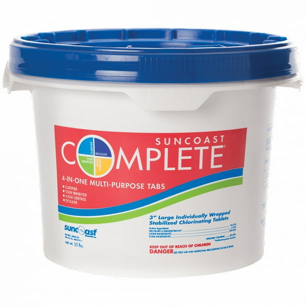 Suncoast Complete Chlorine Tablets 3 inch 25 lbs for Swimming Pools and