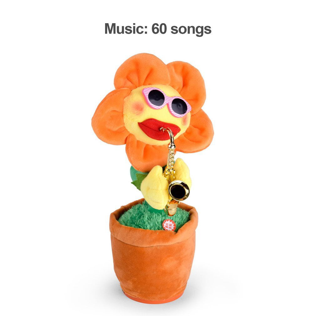 60 Songs Singing and Dancing Flower with Saxophone Plush Funny Electric Toy Gift