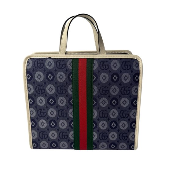 Pre-Owned Gucci Double G Denim Canvas Tote Bag 605614 (Women's)