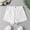 White, variant on SNKSDGM Back-to-School Girls Ripped Denim Shorts High Waist Distressed Hem Summer Fashion Teenage Casual Elastic Waist Comfortable Jean Shorts for 8-12 Years Old