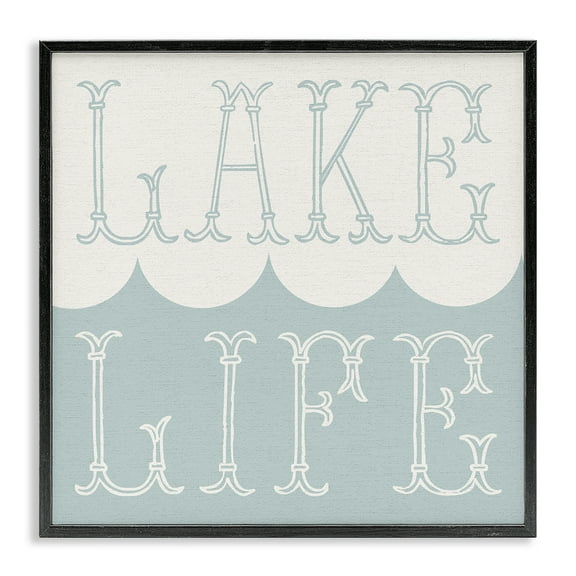 Stupell Industries Lake Life with Wave Nautical & Beach Painting Black Framed Art Print Wall Art, 12 x 12