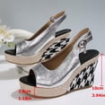 thumbnail image 7 of Rokment Women's Metallic Checkered Wedge Heeled Dressy Sandals Vintage Fashion Casual Leather Platform Chunky High Heels Slingback Summer Dress Shoes for Ladies Banquet Silver Size 7.5, 7 of 7