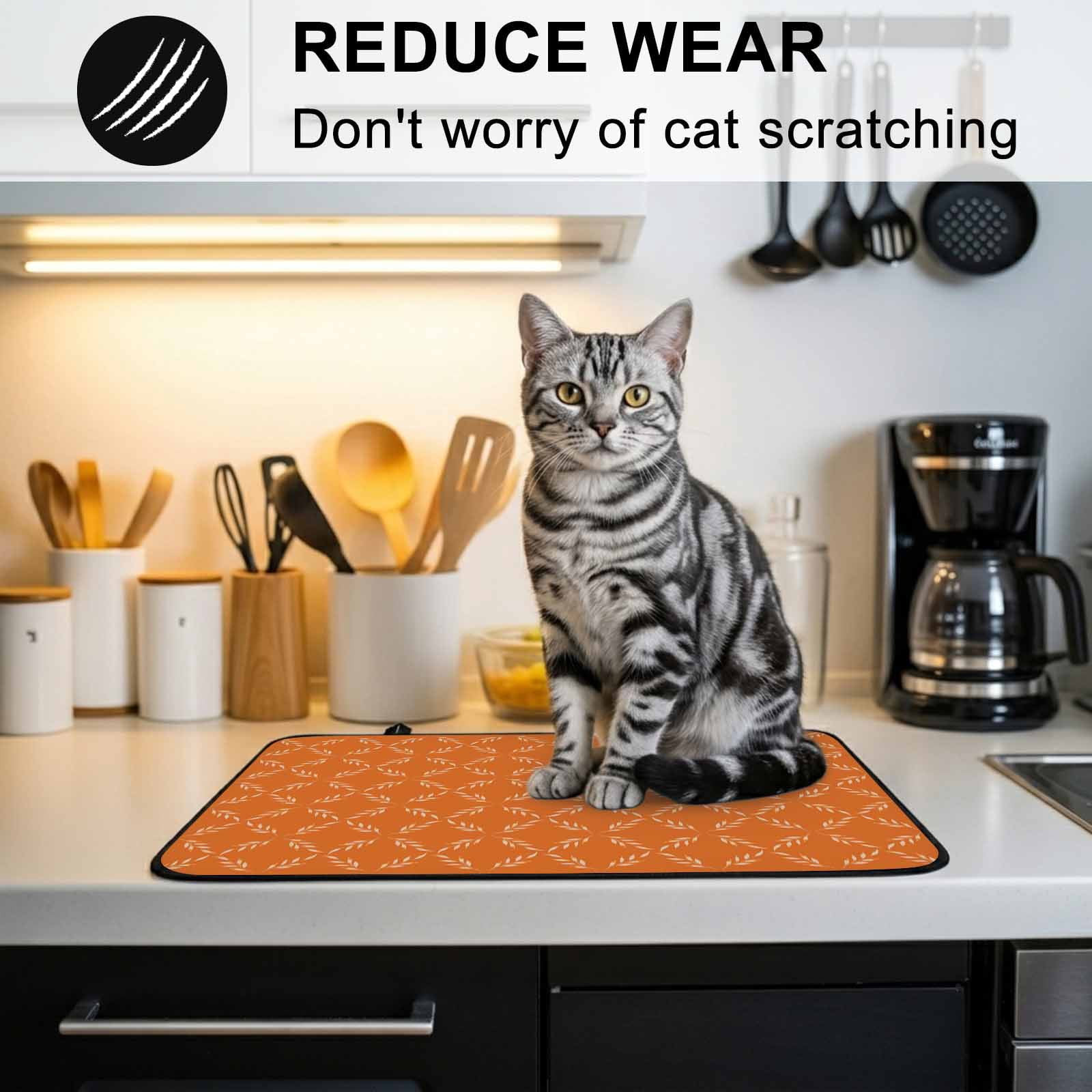Orange Morocco Stove Top Cover for Electric Stove, Heat-proof & Non Slip Glass Top Stove Cover Protector, Geometric Leaf Diamond Lattice Abstract Kitchen Flat Cooktop Rubber Mat 24x21 Inches