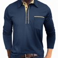 thumbnail image 2 of WAVSUF Men's Knitted Cotton Tee Turn Down Collar Long Sleeve Loose Fit Fall Casual Daily Shirts 3XL, 2 of 6