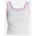 thumbnail image 5 of No Boundaries Cotton Blend Jersey Sleep Lace Tank Top, Women’s XXS-3X, 5 of 5