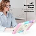 thumbnail image 4 of XYX For iPad Air 11 inch (2025 M3/2024 M2) Case, 360 Rotating Shockproof Cover with Stand, Screen Protector, Shoulder Strap, Rainbow Pink, 4 of 7