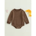 thumbnail image 2 of Cenuakty Baby Boys Autumn Casual Jumpsuit Infant Solid Color Long Sleeve Crew Neck Romper, 2 of 9