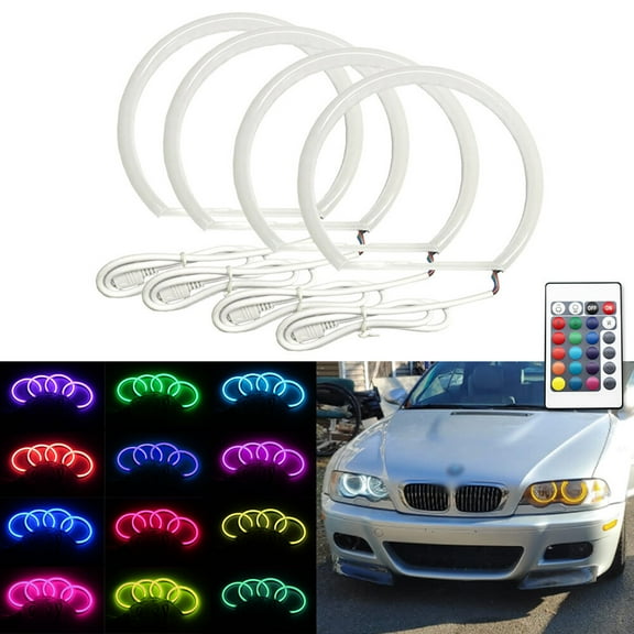 Headlight RGB Cotton LED Angel Eye Halo Rings Kit For BMW E39 E46 3 5 7 Series