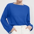 thumbnail image 2 of Spring And Summer New Female Thin Large Round Neck Trumpet Sleeve Knitted T Shirt Oversized Tees for Women Turtle Neck Top for Women Pack Women Shirt Loose Log Sleeve T Shirts for Women Athletic Tops, 2 of 4