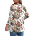 thumbnail image 4 of 3/4 Sleeve Blouses For Women Dressy Casual V Neck Summer Tops For Women With Leggings Pleated Curved Hem Tunic Pink L, 4 of 4