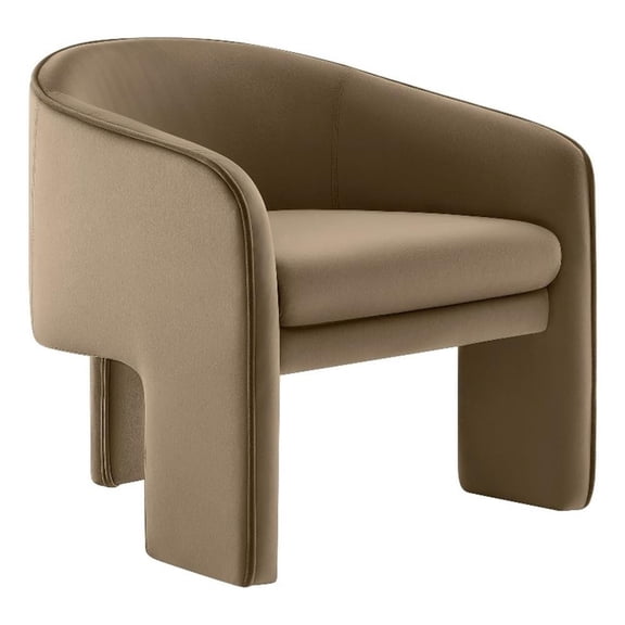Maklaine Contemporary Performance Velvet Fabric Accent Armchair in Taupe