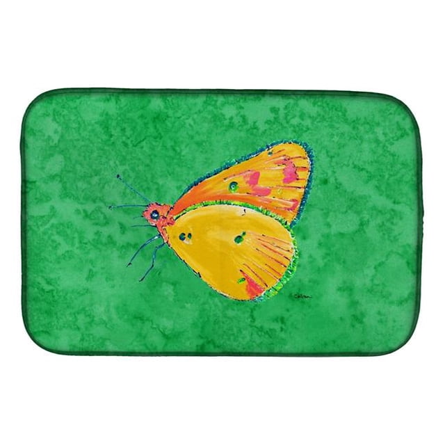Carolines Treasures 8861DDM Butterfly Orange on Green Dish Drying Mat