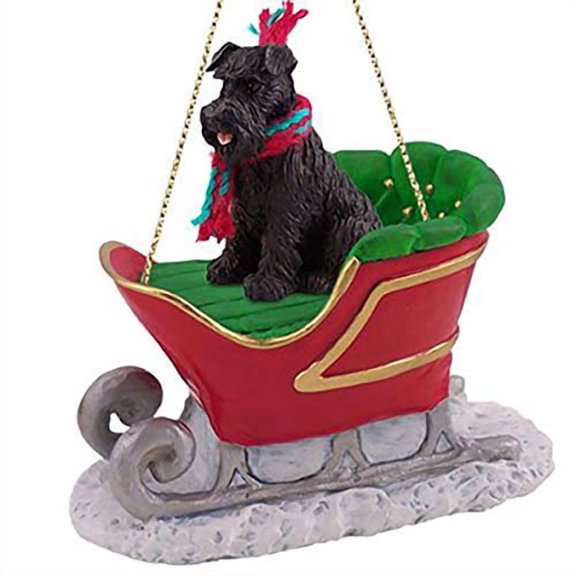 Schnauzer Sleigh Ride Christmas Ornament Black Uncropped - DELIGHTFUL!