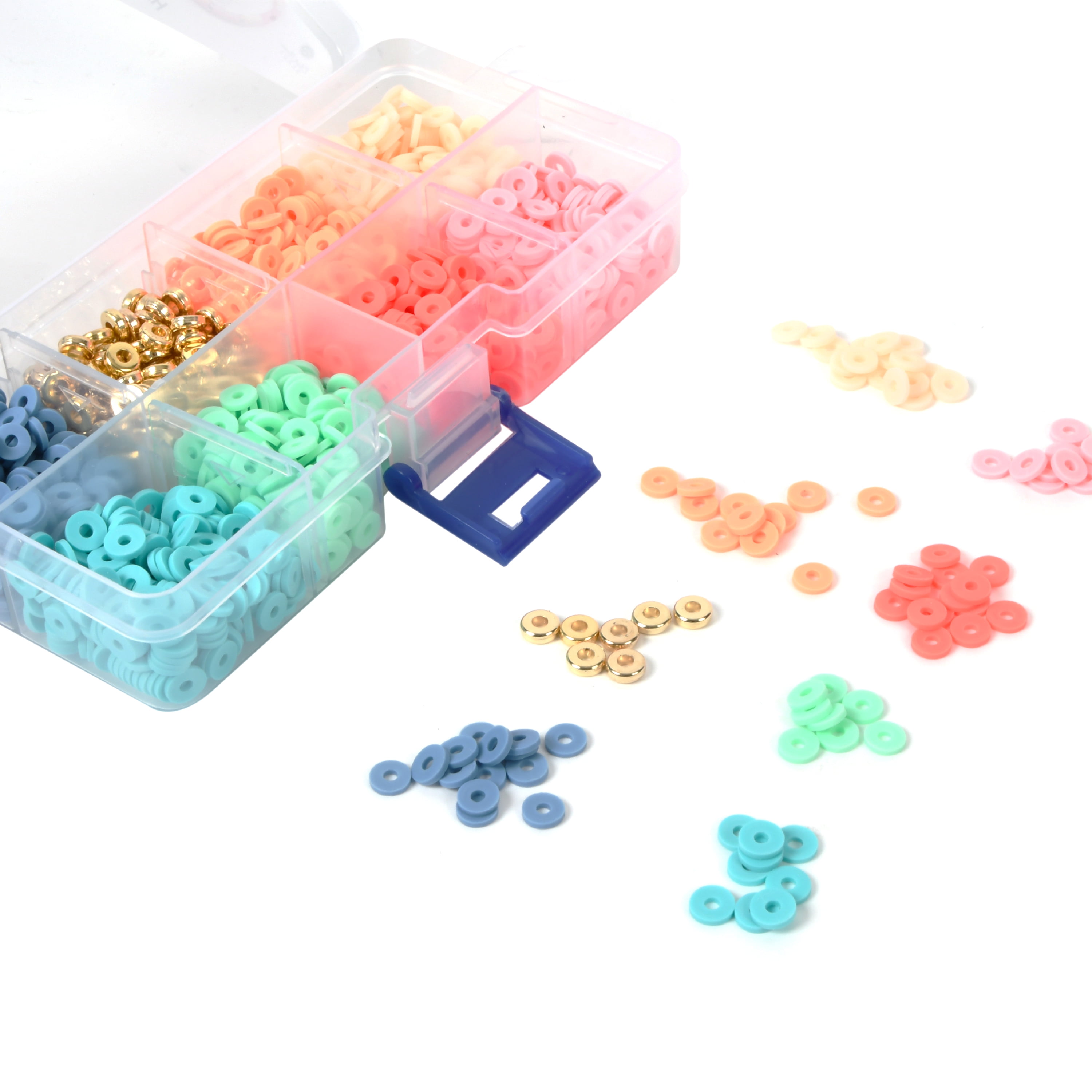 Blue Moon Beads 85% Clay / 15% CCB Heishi Beads Coastal Color Mix, 6mm, 8 Colors