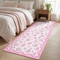 thumbnail image 2 of Nanan 2'x6' Floral Runner Rug Kitchen Hallway Non Slip Bedroom Runner Rug Soft Low Pile Foldable Mat for Laundry Room, Pink, 2 of 8