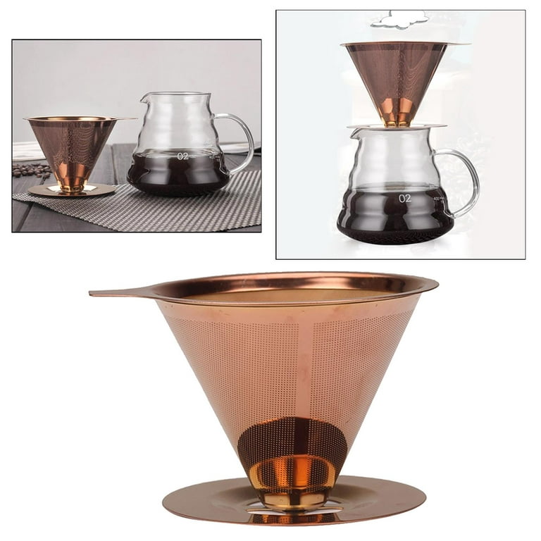  Stainless Steel Pour Over Coffee Cone Dripper with Cup Stand -  Paperless and Reusable - Ultra Fine Micro Mesh Filter - BONUS: Coffee  Scooping Spoon + Cleaning Brush - [1-4 Cup]: Home & Kitchen