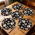 thumbnail image 3 of Bomd Spooky Ghost Halloween Round Placemats 6 Pcs, 15 Inch Black Table Mats With Cute Ghost, Pumpkin, for Halloween Parties, Kitchen, Dining Room, Adds Festive Holiday Table Decoration(#A), 3 of 6